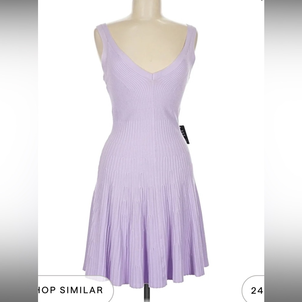 Express Cocktail Midi Dress Lilac Ribbed